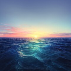 Obraz premium Serene Ocean Sunset Blue Water Calm Waves Summer Sky Peaceful Seascape Artistic Pain