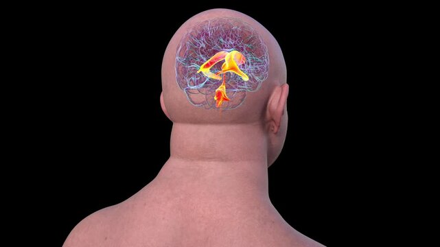 Ventricular system of brain, animation
