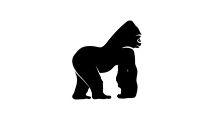 gorilla emblem, black isolated silhouette © OMIA