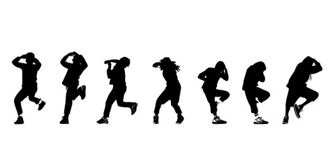 Obraz premium Dancers creating a formation while performing a hip hop routine in a competition, Illustration