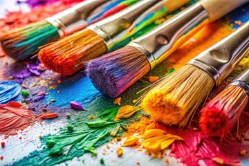 Obraz premium Exploding with color, macro captures the vibrant artistry and intricate detail of a paintbrush.