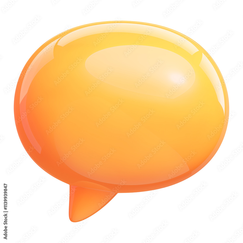 Aufkleber glossy orange 3d chat bubble with smooth, reflective surface, isolated on transparency background, r