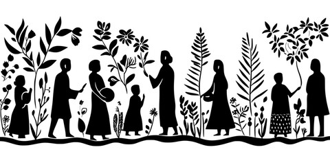 Fototapeta premium People visiting a sacred site while observing traditional rituals along the way, Illustration