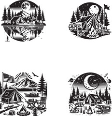 Camping Adventure Silhouette Collection - Adobe Stock