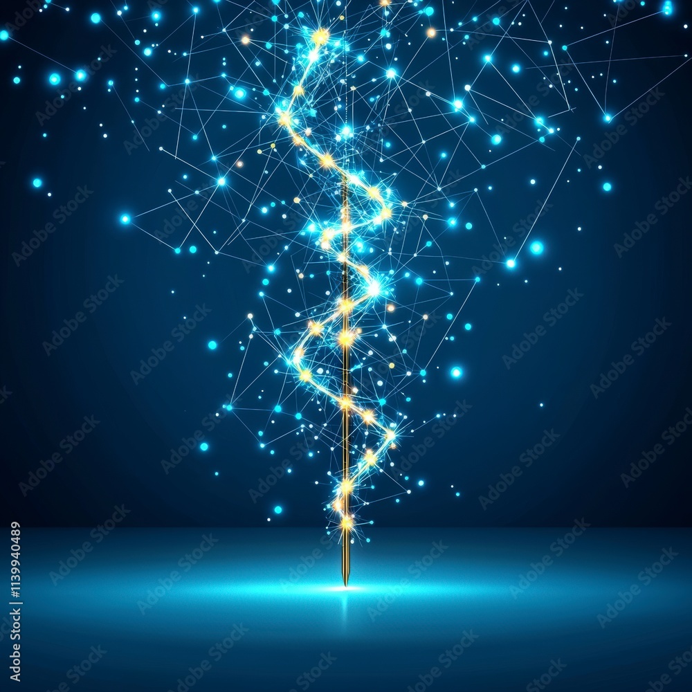Poster abstract data network glowing lines nodes connections technology concept