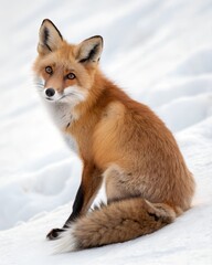 Obraz premium a fox sitting looking at the camera on white