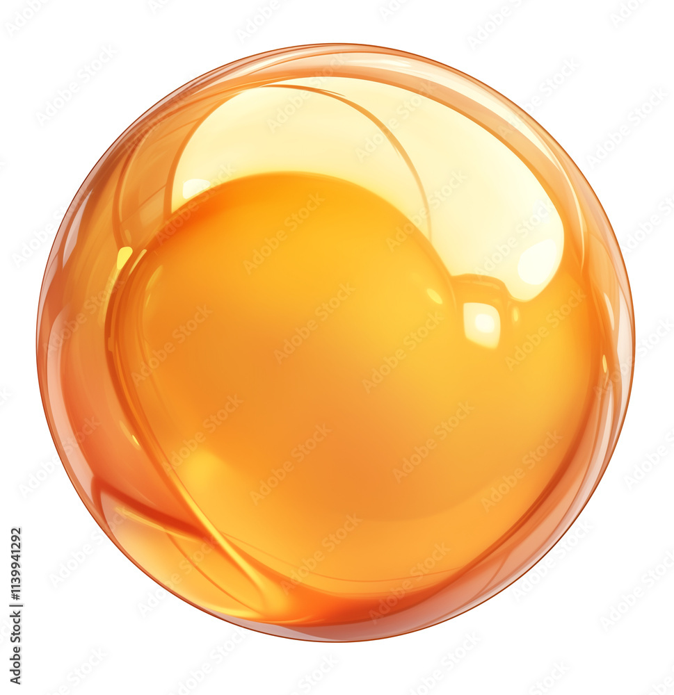 Poster glossy orange orb with smooth, reflective surface, isolated on transparency background, evoking sens