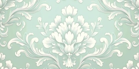 Fototapeta premium a beautiful light gray and green damask pattern, elegant and luxurious