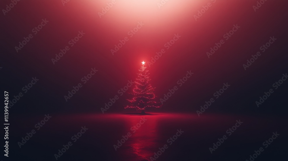 Poster christmas-inspired deep red gradient with a subtle glow at the center and shadowed floor for showcas