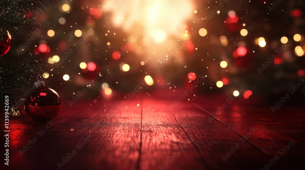 Poster christmas-inspired deep red gradient with a subtle glow at the center and shadowed floor for showcas