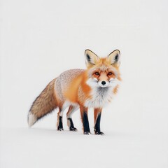 Obraz premium Playful red fox in a minimalist studio setting wildlife photography bright white background