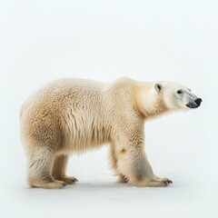 Fototapeta premium Polar bear walking in arctic landscape wildlife photography calm environment side view nature concept