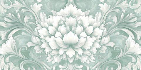 a beautiful light gray and green damask pattern, elegant and luxurious