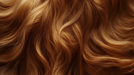 Fototapeta premium Close-up of brown wavy hair texture, exuding elegance and softness, perfect for promoting hair care products or beauty services