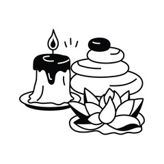 Minimalist icon representing spa services and relaxation