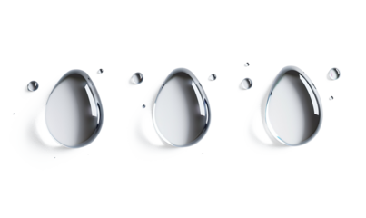 Vector set of realistic water droplets on a transparent background