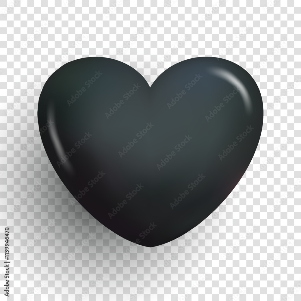 Poster 3d heart symbol on transparent background. graphic overlay template for wedding invitations and happ