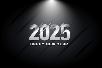 Happy new year 2025 black silver elegant background holiday template for design card banner abstract Vector