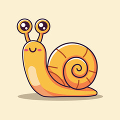 Cute Snail Cartoon Vector Icon Illustration. Animal Nature Icon Concept Isolated Premium Vector. Flat Cartoon Style