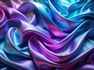 Obraz premium Abstract digital art: Deep blue and purple silk waves flow, a high-depth-of-field image, visually rich.