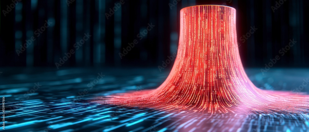 Poster abstract data flow digital stream cyber technology network orange glow futuristic des