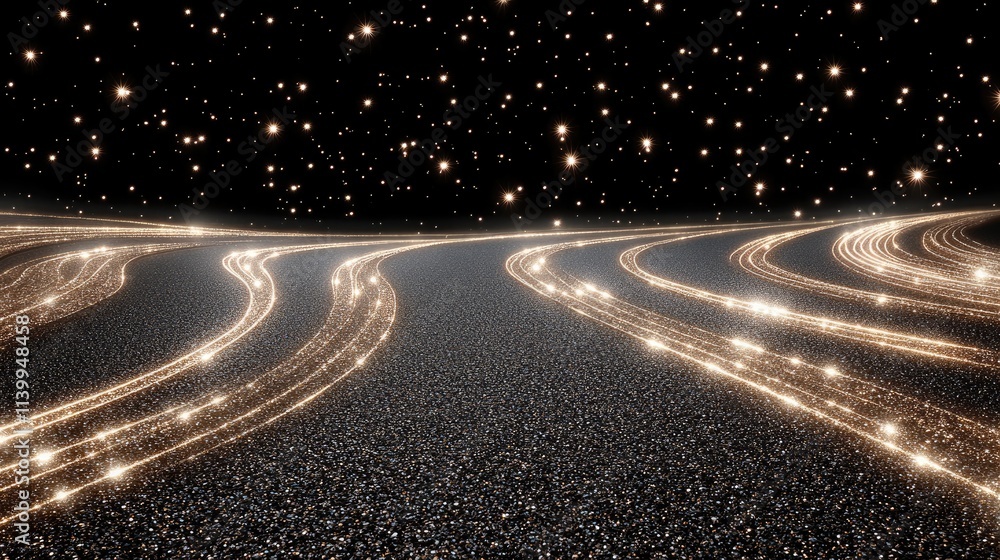 Poster a dazzling display of gold glitter and shining particles illuminates a dark canvas, creating an ench