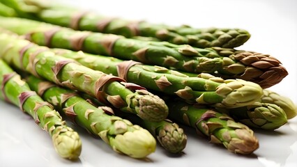 "Close-Up of Fresh Asparagus Spears: Isolated on White Background"

