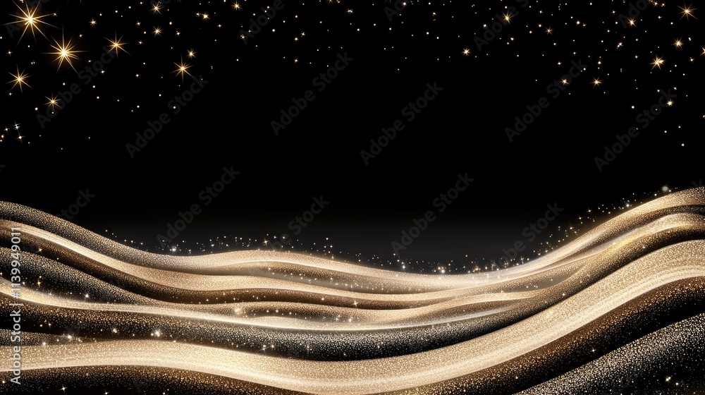 Aufkleber a dazzling display of gold glitter and shining particles illuminates a dark canvas, creating an ench