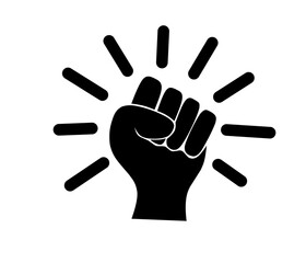 clenched fist illustration - symbol of victory, strength, power and solidarity flat vector icon for apps and websites isolated white background