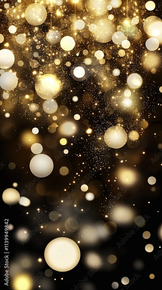 Poster a dazzling display of gold glitter and shining particles illuminates a dark canvas, creating an ench