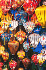 Colorful Asian lanterns for background