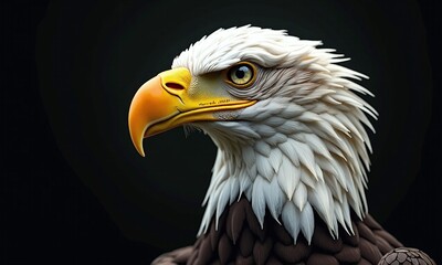 Obraz premium Majestic bald eagle portrait intense gaze sharp yellow