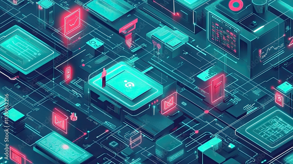 Poster abstract digital network system visualization