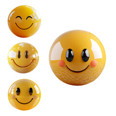 Yellow Smiley Face Emoji isolated on transparent background