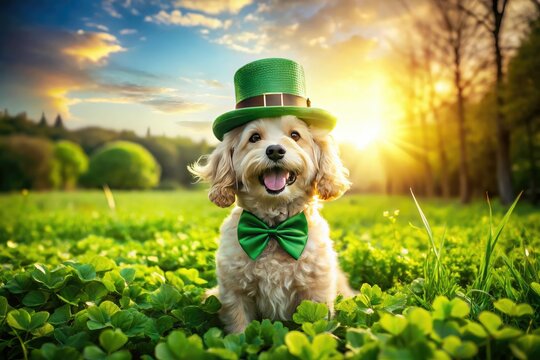 Adorable leprechaun dog sends St. Patrick's Day greetings!  May your day be filled with fun and fortune.