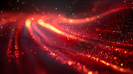 Obraz premium Red Abstract Background: Sparkling Glittering Waves