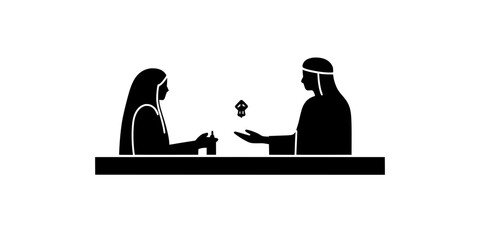 A person teaches basic language skills to locals during a volunteer program, Vector Graphic