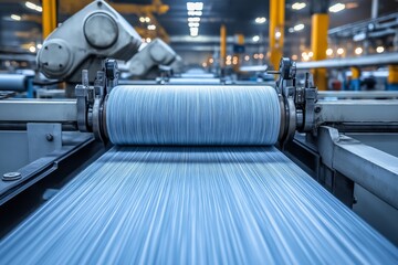 Advanced loom operates in a high-tech facility producing synthetic fabrics