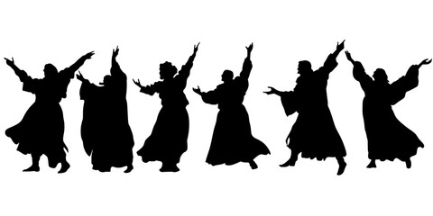 Actors portraying characters from a Shakespeare play during a live performance, Vector Graphic