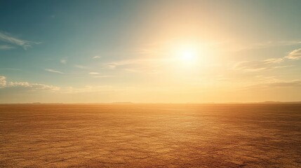 Vast Desert Landscape Under a Bright Sunlit Sky