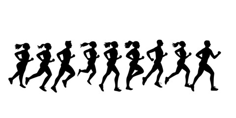 Runners measuring speed during timed sprint workouts, Vector Graphic