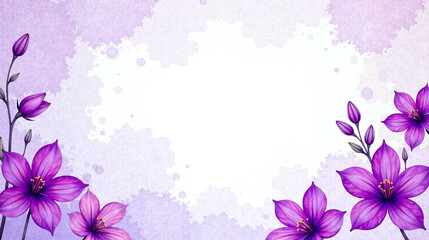 Obraz premium Serene Lavender Floral Frame with Watercolor Splashes and Delicate Blossoms for Elegant Design