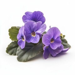 Photo of African violets, isolated on a white background