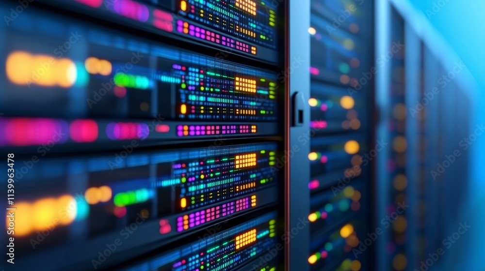 Poster high tech server room data center network it infrastructure digital technology