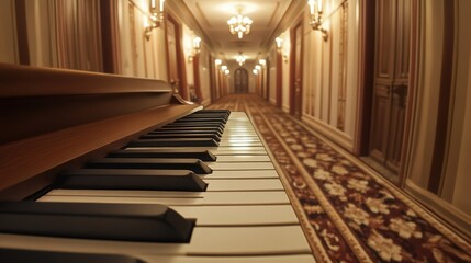 Fototapeta premium Piano Keys in Elegant Hotel Corridor