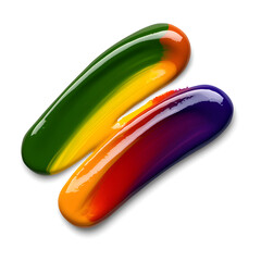 Obraz premium Vibrant paint blobs in green, yellow, orange, red, and purple showcasing artistic colors.