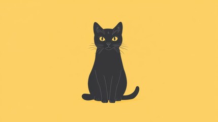 Fun and friendly black cat illustration in a simple, minimalist design, perfect for layering on any project