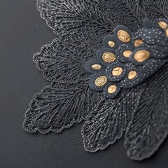 Elegant Gold   Silver Abstract Art  Intricate Lace Design  Luxury Texture  Dark Background