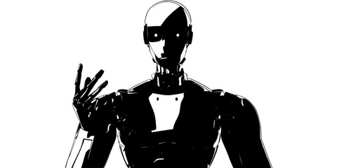 Obraz premium Humanoid robot designed for performing tasks requiring human-like coordination and motion, Digital Art