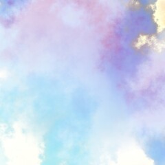 Fractal render, abstract fantasy background of colorful sky with colorful clouds